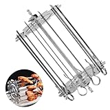 WANAONE Brochetas giratorias de acero inoxidable, incluye 10 pinchos, se adaptan a la mayoría de las parrillas de horno y freidora de aire