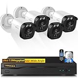 Sistema de cámara de seguridad con cable Full HD de 5 MP para exteriores, cámaras de videovigilancia para el hogar, cámara CCTV, sistema de seguridad exterior de video de vigilancia interior