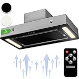 Klarstein Campana Extractora Empotrable l Bajo Consumo, 230W, Extracción 620m³/h, 90 cm Ancho l Campanas Extractoras Cocina con Extracción de Humos para Techo, Silencioso, Negro