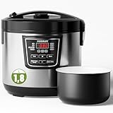 MOOSUM Olla Arrocera Electrica - 5 litros - Para 3-10 Personas - Revestimiento de Cerámica, con 8 Programas para Arrocera, Yogurtera o Vaporera, Tartas o Sopas