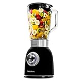 Cecotec Licuadora de Prensado en frío Power Titanium 1000 Black. 1000 W, Capacidad 1,8l, 2 Velocidades + Turbo, Pica Hielo, Jarra de Cristal Fundido Termorresistente, Cuchillas de Titanio, Negro