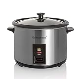 Eamoment ERC-10CSL ERC-10CSL 1.8L | 700W Arrocera y Vaporera Negra Funciones para cocinar arroz, olla extraíble antiadherente para 1-10 personas, taza medidora y cuchara de arroz, plata, ERC-10CSL