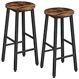 HOOBRO Taburete de Bar, Juego de 2 Taburetes Altos de Cocina, Taburete de Encimera para Desayuno, para Comedor, Cocina, Bar, Resistente y Estable, Color Vintage Marrón y Negro EBF07BY01
