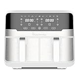 MasterPRO Rocket Duo 900 | Freidora Sin Aceite Doble | Color Blanco | Capacidad de 9 L y 2400 W | Pantalla LED Táctil y Cesta Antiadherente | Freidora de Aire | 11 Funciones Diferentes en 1