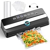 Envasadora al Vacío GERYON, Máquina Automática con Cortador Integrado | Modos Alimentos Secos/Húmedos | LED Indicador | Fácil Limpieza | Diseño Compacto | Kit Inicial. doméstico y envasado al vacío