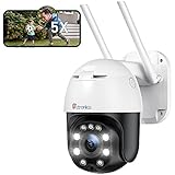 5X Zoom óptico Ctronics Cámara de Vigilancia Exterior WiFi PTZ Cámara de Seguridad 355°Pan / 95°Tilt Cámara IP con Visión Nocturna en Color, Seguimiento Automático, Impermeable IP66 - Blanco