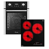 Set de cocina empotrable: horno empotrado EB4505ED de 45 cm + placa de cocción KF4500RL de 45 cm, función de pizza, parrilla, recirculación, temporizador, doble acristalamiento, seguridad infantil,