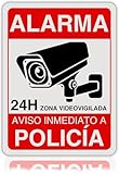 LEIASA | Cartel Videovigilancia - 21x28 cm - Reflectante - Fabricado Aluminio - Grosor 0.8 mm - Cartel Zona Videovigilada - Cartel Entrada Vigilada - Señal Alarma Disuasoria - Cartel Aviso Inmediato