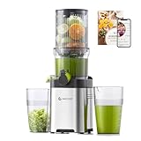 AMZCHEF Sin Preparación 113MM Slow Juicer - Limpieza Rápida Licuadora Prensado en Frio - Extractor 2L capacidad para verduras y frutas enteras [Clase de eficiencia energética A+++]