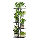 Bamworld Estante Alto para Plantas de Interior Soporte para Plantas Al Aire Libre de 5 Niveles Soportes Grandes para Múltiples Plantas Soporte para Macetas para Patio, Jardín (Negro)