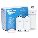 HubQua WaterTrack - Filtro Ducha Certificado por SGS con 2 Cartuchos Durabilidad x4 y Anillo Recordatorio Cambio de Filtro en 2 Colores - Filtro de agua para ducha Elimina Cloro, Cal, Metales Pesados