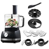 TopStrong Procesador de Alimentos, 800W Robot de Cocina, 3 Velocidades y Pulse, Recipiente de 2L, Incluye 3 Discos de Corte, Picadora, Amasadora y Batidor