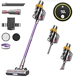 45Kpa/550W/70Mins Aspiradora sin Cable, Aspiradora Escoba sin Cable de 1.6 L/Pantalla Táctil LED,Capa de Filtración de 8 Etapas, Autocargable,Adecuado para Suelos/Alfombras/Pelo de Animales