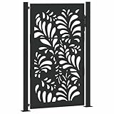 vidaXL Puerta de jardín diseño Ondulado de Acero Negro 105x155 cm, Puerta de Cerca, Puerta Exterior, Puerta de Metal, Puerta de Seguridad