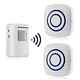 Alarma de Seguridad, HommyFine Inalámbrico Timbre de Alarma para la Puerta con Sensor de Movimiento PIR Infrarrojo Detector de Timbre del Sensor