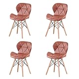 Herbalady 4 Sillas de Comedor, Juego de 4 Sillas de Cocina Asiento Acolchado Grueso, Patas de Madera Maciza de Haya, Diseño Nórdico Ergonómico, Salón Moderno, Cocina (Marrón)