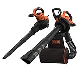 BLACK+DECKER Soplador Aspirador y Triturador de Hojas 3.000W, Velocidad Variable de 230-404 Km/h, Mochila Colectora de 72L, Aspiración: 15 m³/min, Ratio de trituración 16:1, BEBLV300-QS