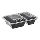 Amazon Basics - Contenedores de comida de 2 compartimentos, sin BPA, aptos para microondas, lavavajillas y congelador, aprox. 900 ml, paquete de 20 unidades