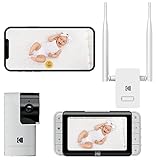 KODAK Cherish C525P Smart Video Baby Monitor + R100 Baby Monitor Range Extender - Cobertura Avanzada (hasta 1500 pies), cámara de paneo e inclinación remota, WiFi Baby Monitor de Largo Alcance