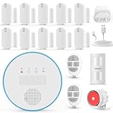 UMEIMA Alarmas para casa, Kit de 16 Piezas, WiFi Sistema de Alarma para el hogar con Sirena Tuya App, Sirena de 120 DB, sensores de Ventana, PIR antimascotas, Controles remotos, Funciona con Alexa