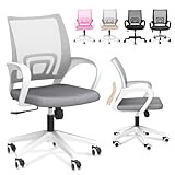 JUPPLIES Silla Escritorio Ergonomica - Silla Oficina con Apoyo Lumbar, Estructura de Plastico, Malla Transpirable, Ruedas Giratorias 360° Soporta hasta 120kg
