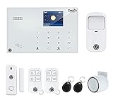 Sistema de Alarma para casa DV-1A3G V3,Modelo 2022, Marcador telefónico 4G, 99 Zonas inalámbricas y 3 Filas, aplicación DadVu