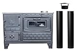 Giesty Estufa de Cocina al Aire Libre con Barbacoa, Horno para Pizza y Chimenea de Jardín - Leña o Carbón Vegetal - Puerta de Hierro Fundido