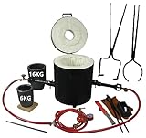 LSMIITTH Horno de fundición de propano grande de 16 kg con crisoles y alicates para crisol, cuchilla de fundición para metal, oro, plata, cobre, aluminio, kit completo de herramientas de fundición