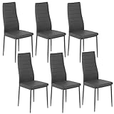GOKHOMX - Juego de 6 sillas de comedor modernas, sillas de cocina con patas de metal, silla de comedor tapizadas de piel sintética para comedores y cocina restaurante (gris)