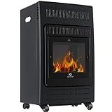 KESSER® Calentador de gas, calentador radiante 3,4 kW, chimenea de gas incl. regulador de presión de gas y manguera de gas, infrarrojo 3400W, calentador radiante de gas, botellas de gas butano, negro