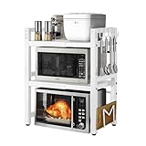 devesanter Estantería para microondas de 3 niveles, organizador con 5 ganchos, estante de cocina, estante para especias, extensible, para encimera, para panadería de 40-6