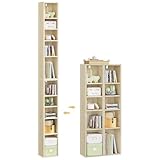 WOLTU Librería de 5 Niveles, Estantería Alta para Libros, Librería de Cubo de Colocación Libre, Biblioteca Separador para Libros y CDs, Roble Claro, SK063hei