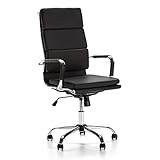 VS Venta-stock Sillón de Oficina Morgan reclinable Negro, Piel sintética, Silla ejecutiva con reposacabezas y conjín engrosados, Altura Ajustable, Diseño ergonómico