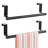 SRTSTR 2 Piezas Toalleros de Baño Sin Taladro Colgador Trapos Cocina 36cm Toallero para Puertas de Acero Inoxidable Toallero Mueble Soporte Barra Toalleros para Baño Cocina Negro