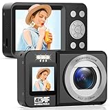 CAMWORLD Cámara Digital 4K de 64 MP con nfoque Automático, Cámara de Fotos con Tarjeta SD de 32 GB, Pantalla Dual Frontal y Trasera, Zoom Digital de 2,8' y 18x, Adecuada para Principiantes Negra