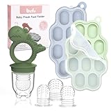 btrfe - Moldes para paletas de leche materna para bebés con chupete de frutas para bebés, bandeja de silicona para congelador, recipientes de almacenamiento de alimentos para dentición y alimentación