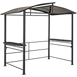 tectake® Carpa Barbacoa Toldo Impermeable, Pergola Aluminio y Acero, Techo Exterior Lluvia, Cenador Jardín Pérgola, Carpa Jardín Exterior Terraza, Camping BBQ, Kit Barbacoa - 240x150x234 cm Oscuro