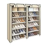 UDEAR Shoes Rack Organizador de Tela de Zapatos, Zapatero 7 Pisos con Resistente al Polvo Vestido Cubierto Beige