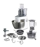 Kenwood KHH326 - Robot de Cocina Multifunción 1000W, 4,3L, Mezcla, Bate, Amasa, Batidora de Vaso 1.5L, Procesador Alimentos 1.4L, 3 Discos, Exprimidor, Picadora, Licuadora, Plata/Blanco