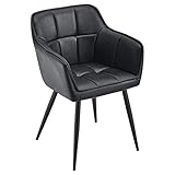 [en.casa] Silla de Comedor Birmingham Sillón Elegante Butaca Asiento Cómodo con Reposabrazos Máx. 180 kg Sillón para Salón 81 x 57 x 53 cm con Patas de Acero - Negro