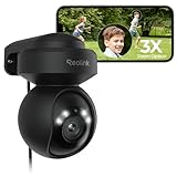 Reolink 5MP PTZ Camara Vigilancia WiFi Exterior/Interior con Seguimiento Automático, Detección de Personas y Vehículos, 2.4/5 GHz WiFi Camara, 355° Pan/50°Tilt, Audio Bidireccional, E1 Outdoor Negro