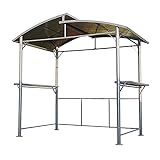 Angel Living Pabellón de Barbacoa de Aluminio y Acero con Techo de PC, Marquesina de Aluminio con Campana Extractora, Gazebo Pergola para BBQ con Zona de Almacenamiento