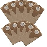 Grizzly Tools 10 bolsas de filtro de papel adecuadas para aspiradoras Aldi Workzone en seco y húmedo