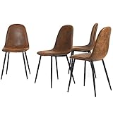 Homy Casa Juego de 4 sillas de Comedor de Cocina Vintage escandinavas Sillas de Ante marrón