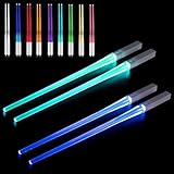 Palillos Star Wars 2 Pares Lightsaber Chopsticks con 9 Modos de Color Reutilizables Sin BPA Lavable a Máquina para Cocinas Cenas Sushi Cubiertos