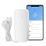 Flintronic Detector de Fugas de Agua WiFi Inteligente, Alarma de Sensor de 80 dB y Alerta de Aplicación, para Tuberías, Cocinas, Baños, Sótanos (Permite 2,4G)