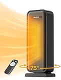 PELONIS Ventilador calefactor 2000W, con mando a distancia, de bajo consumo, calefactor cerámico portátil, 75° de oscilación, para cuartos de baño