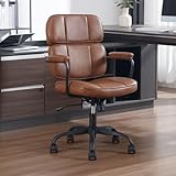 chairus Silla de Oficina con Respaldo Reclinable Silla Escritorio Moderna en PU, Silla Computadora Altura Ajustable para Hogar/Despacho, Marrón