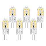 Akynite Bombillas G4 2W LED 12V Blanco Frío 6000K para Campana Extractora, 200LM, CA CC 12V Bi-pin LED, Bombilla Halógena G4 10W 20W Equivalente, no regulable, pack de 6