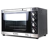 ROMO. Horno Eléctrico Sobremesa Convención, Rustidor 70L. 2200W. Temperatura hasta 230ºC, Temporizador con Apagado 120Min. Inox
